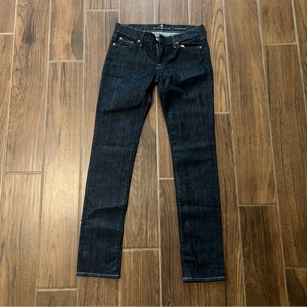 7 For All Mankind Roxanne Low Rise Slim Fit Full Length Dark Wash Jeans Size 28